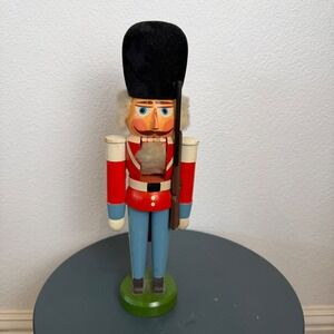 Vintage Expertic Erzgebirge Nutcracker Soldier East Germany GDR Wood 11.5 inch
